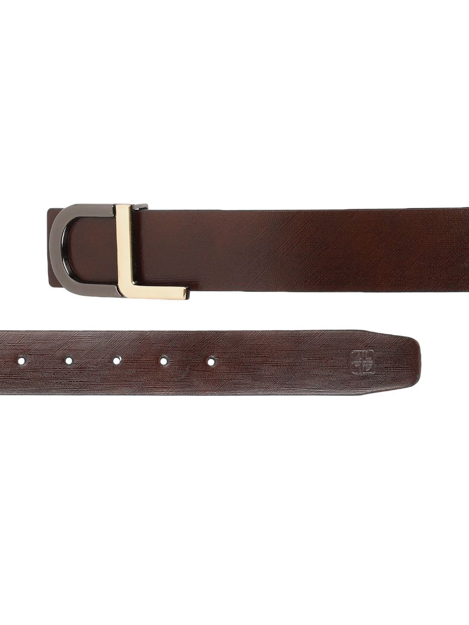 Carlton London Brown Leather Textured Casual Belt for Men