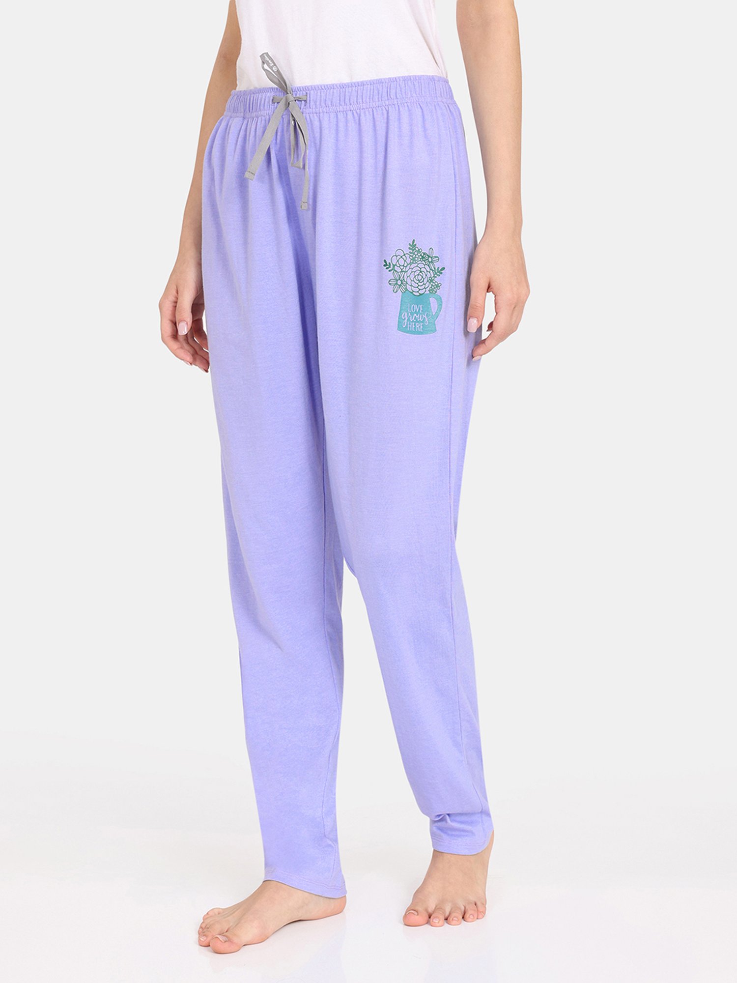 Rosaline by Zivame Blue & Purple Cotton Printed Pyjamas - Pack of 2