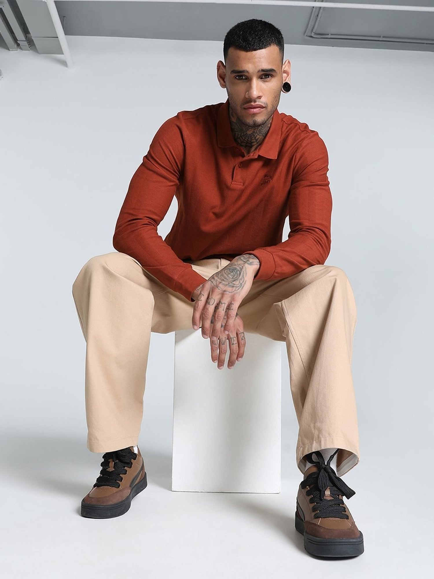 Puma Red Cotton Slim Fit Polo T-Shirt