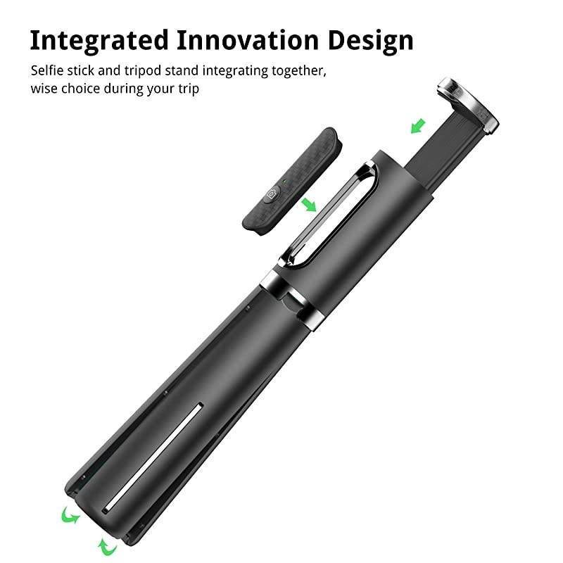 Selfie Stick Tripod, Extendable 3 in 1 Aluminum Bluetooth Selfie Stick with Wireless Remote and Tripod Stand 360&deg; Rotation for iPhone 12/11/11 Pro/XS Max/XS/XR/X/8/7, Samsung and Smartphone