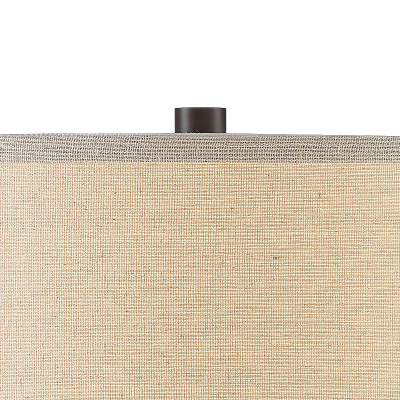 Franklin Iron Works Farmhouse Industrial Table Lamp with Night Light Bronze Metal Natural Mica Linen Drum for Living Room Bedroom