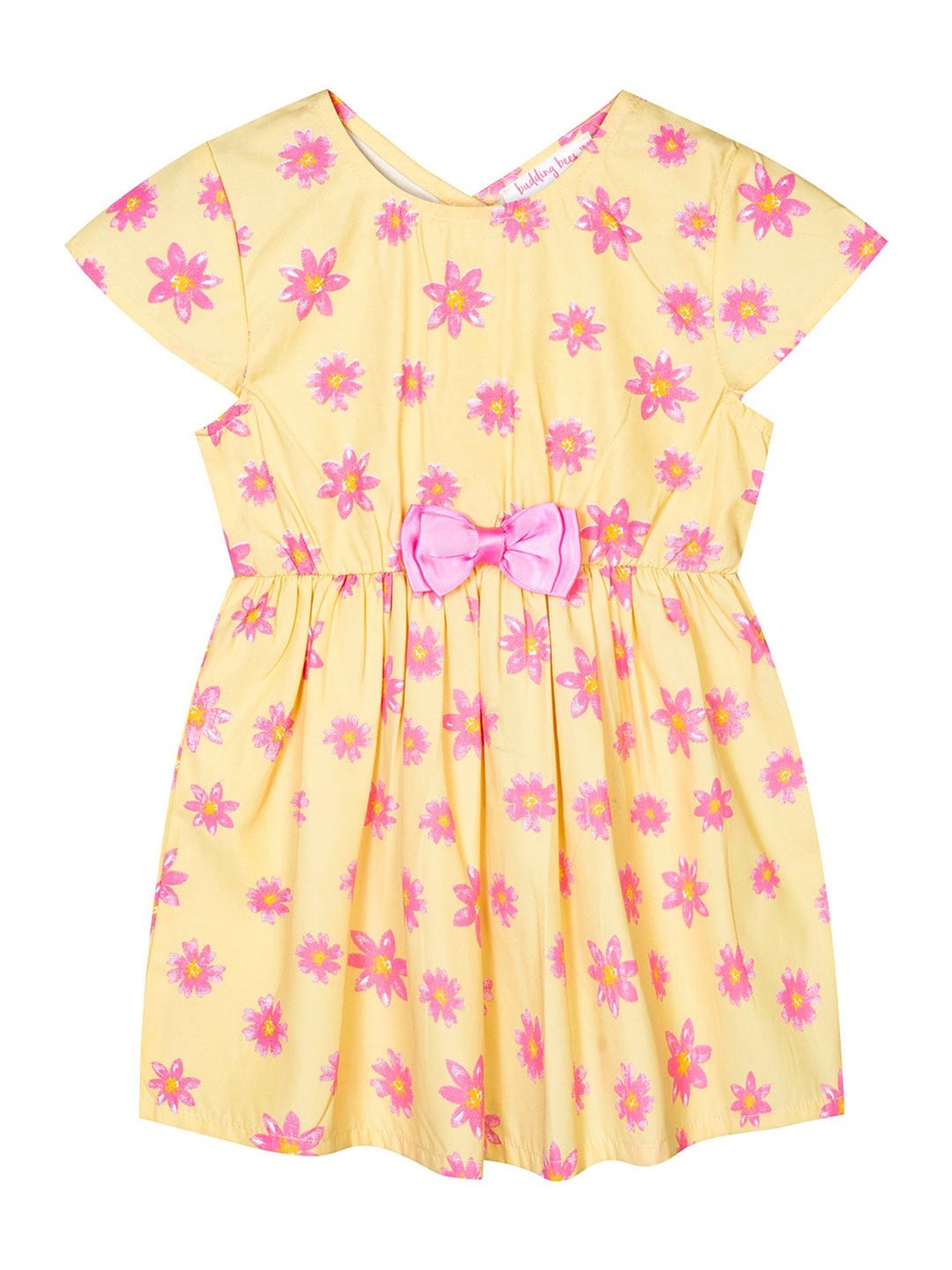 Budding Bees Kids Yellow Floral Print Dress