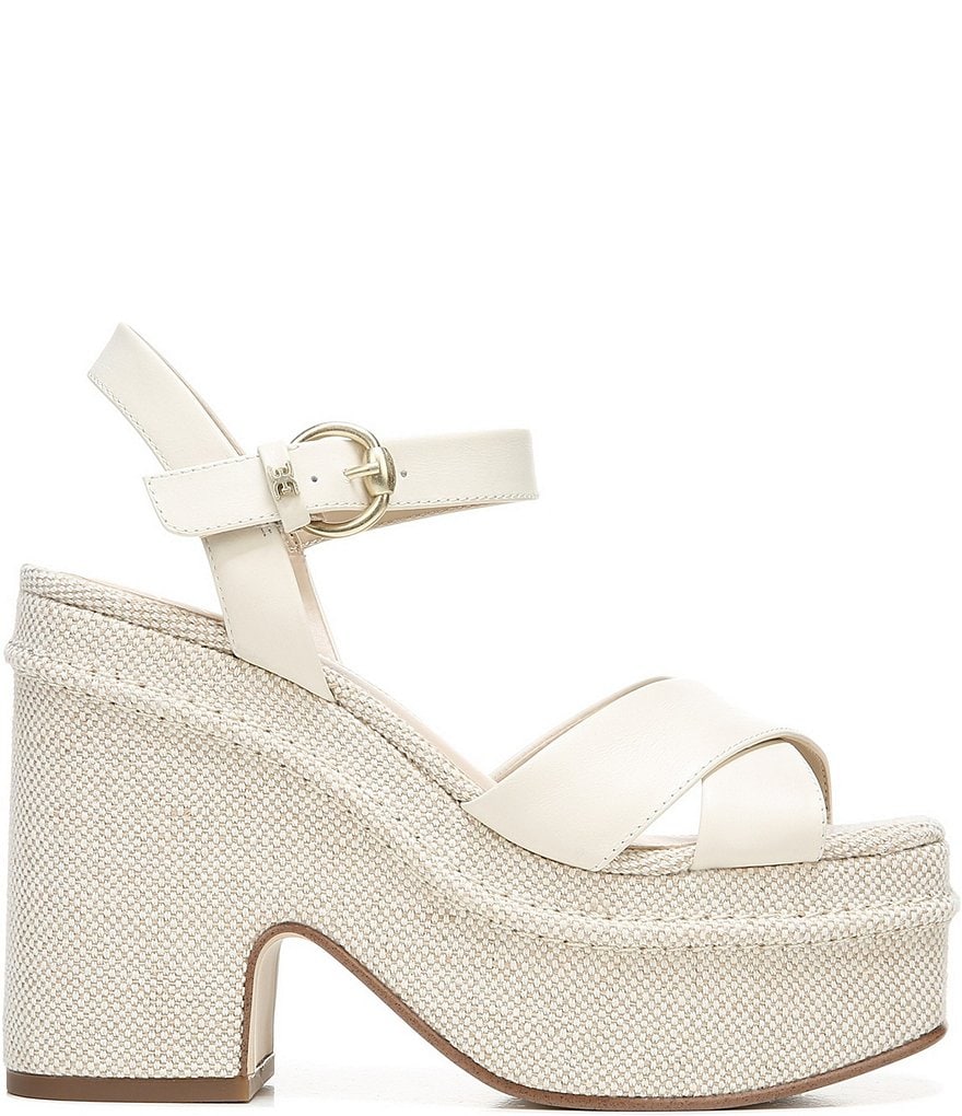 Sam Edelman Trianna Suede Quarter Strap Fabric Wrapped Platform Sandals