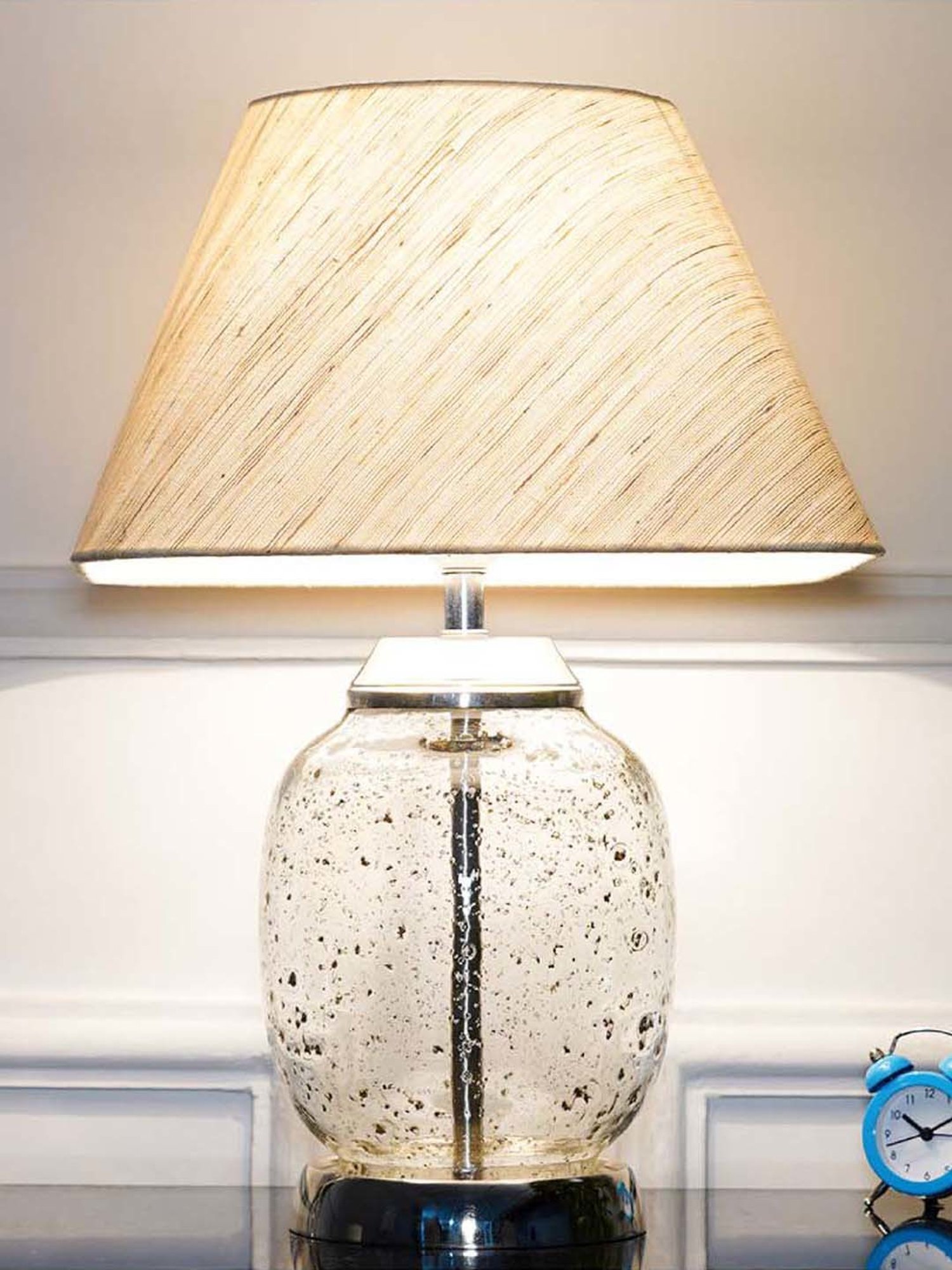 Kapoor Lamp Shades Chrome Glass Secret Tabel Lamp With Linen Shade