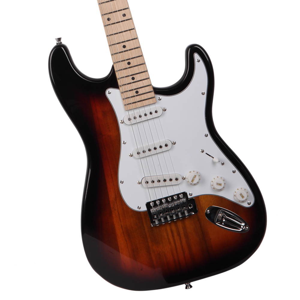 Glarry GST Maple Fingerboard Electric Guitar Bag Shoulder Strap Pick Whammy Bar Cord Wrench Tool Sunset Color