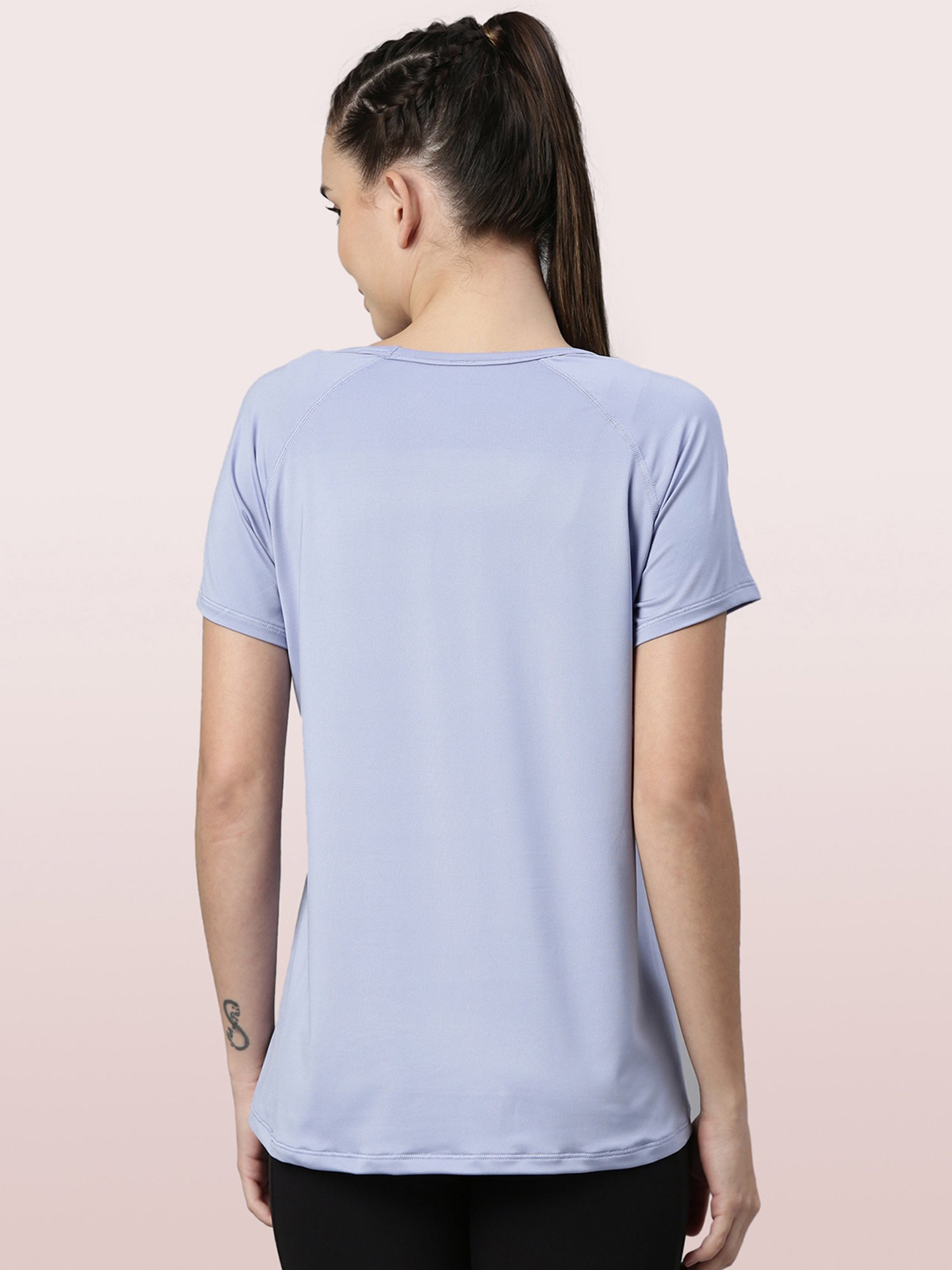 Enamor Blue Printed Crew T-Shirt