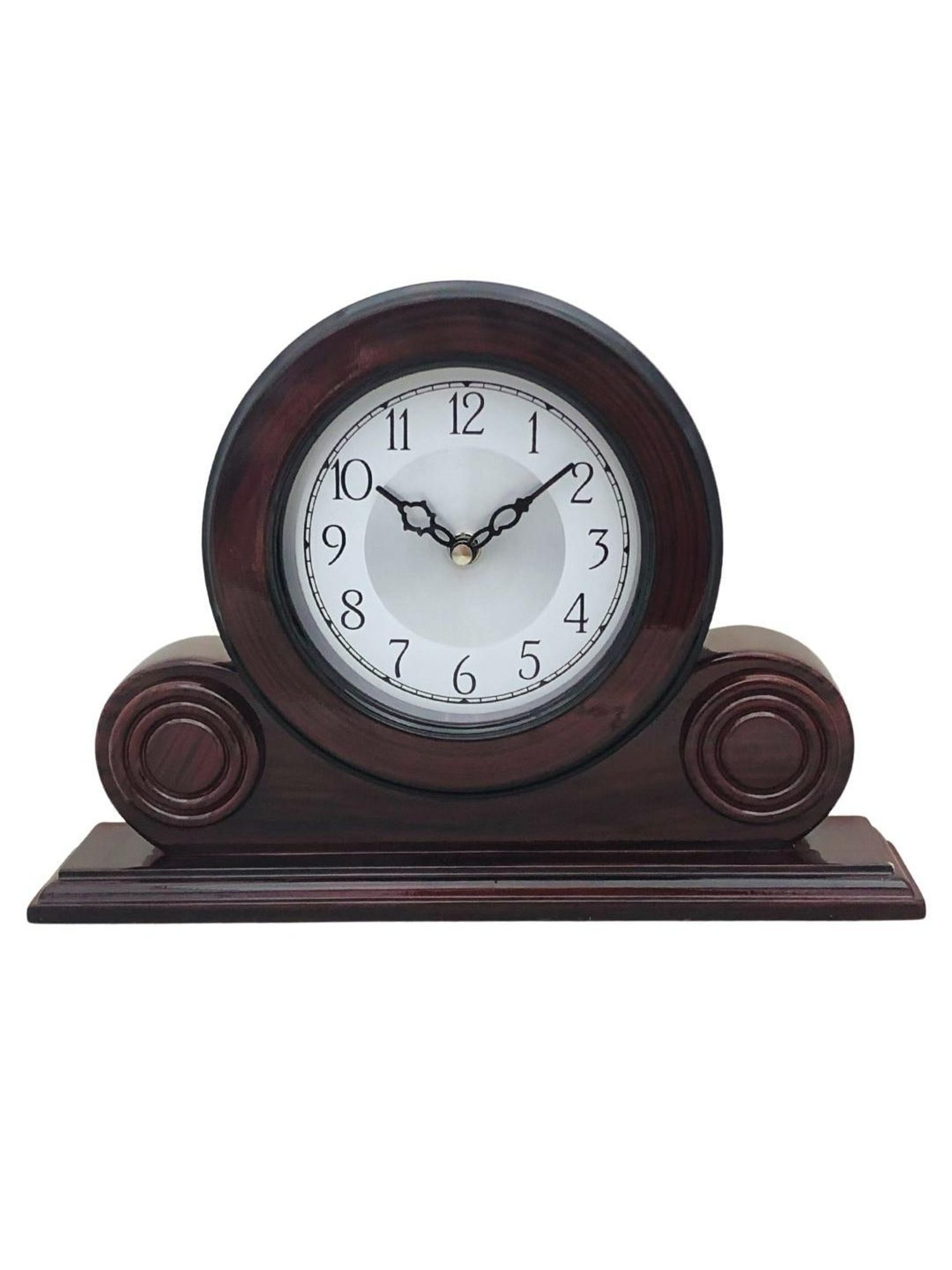 CHRONIKLE Round Rosewood Brown Wood Table or Desk Clock