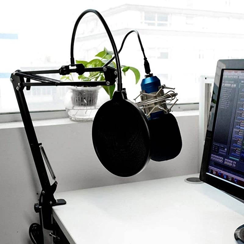 USB Condenser Microphone BundleBM800 Mic Kit with Adjustable Boom Scissor Arm StandShock MountPop Filter USB Audio Cable for Computer YouTube Singing Studio Recording amp Broadcast