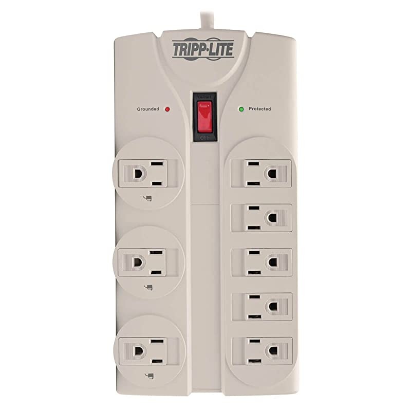 Lite 8 Outlet Surge Protector Power Strip 8ft Cord Right Angle Plug LIFETIME INSURANCE amp $75K INSURANCE TLP808