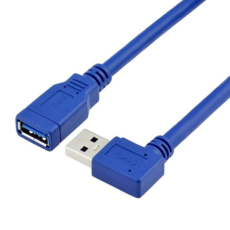 Right Angle USB Extension Cable,  Short USB 3.0 Extension Cable 90 Degree Left Right Angle USB Type A Male to Female Cable for USB A Hub PC Computer Laptop Notebook 2-Pack (Left&Right)