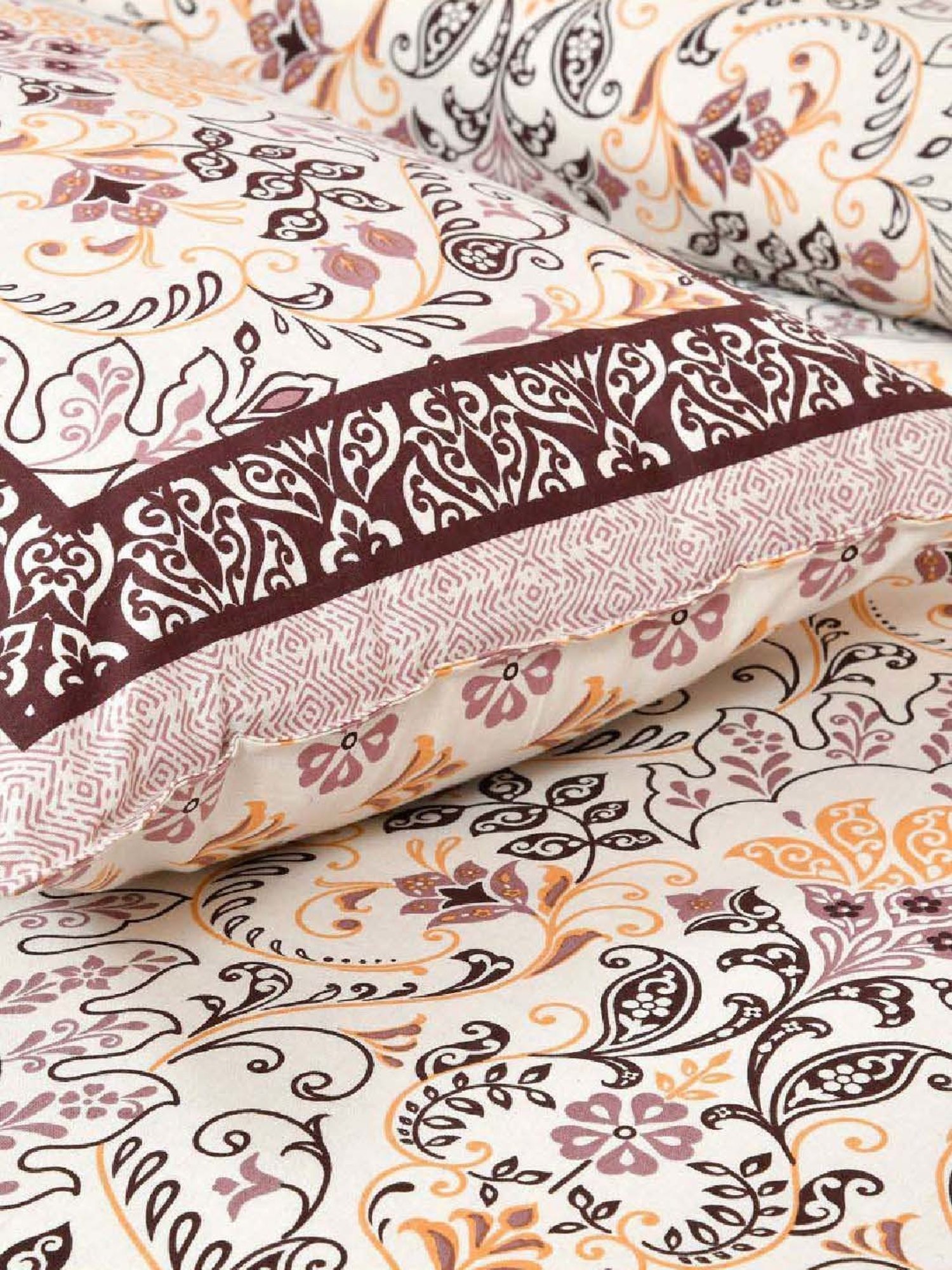 JaipurFabric Taupe 180 TC 100% Cotton Floral Double Bedsheet with 2 Pillow Covers
