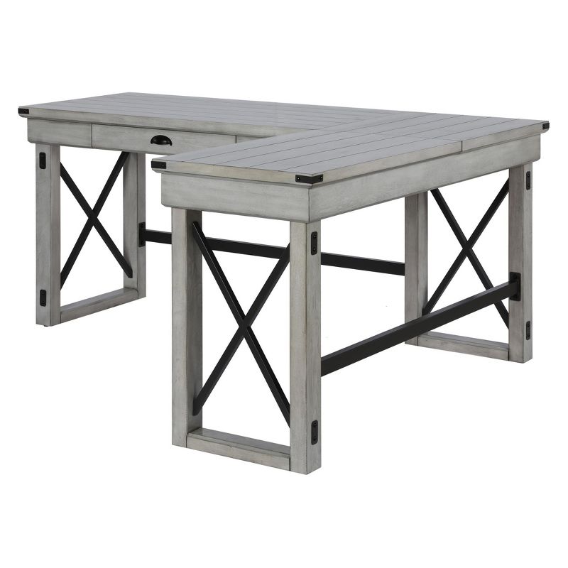 Hathaway L-Shaped Desk with Lift Top Rustic White - Room & Joy