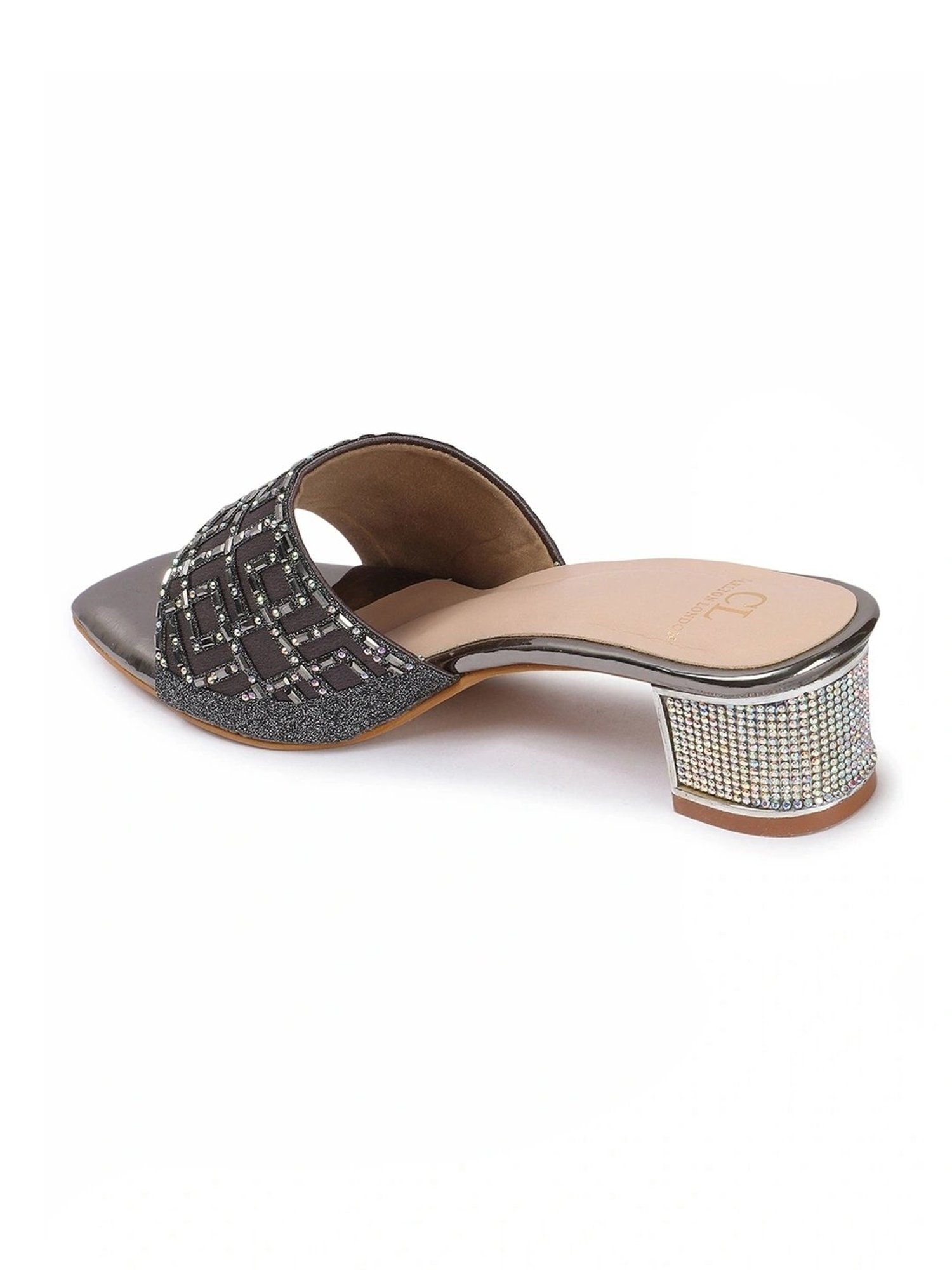 Carlton London Women's Gun Metal Ethnic Sandals