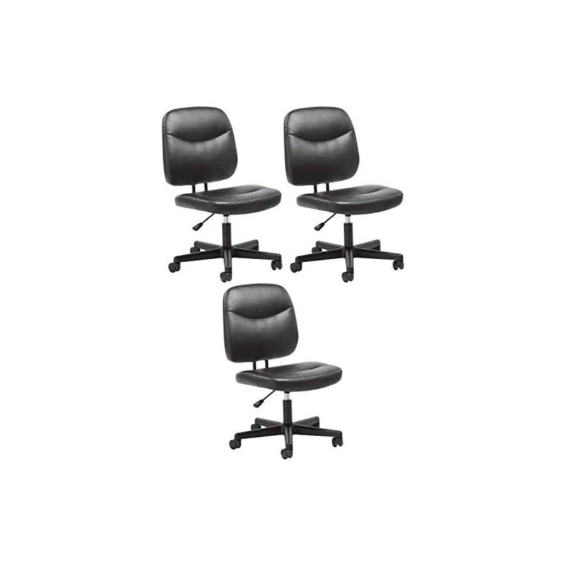 Leather Task Chair - Ergonomic Adjustable Office Chair, Black (ESS-6005) Pack of 3