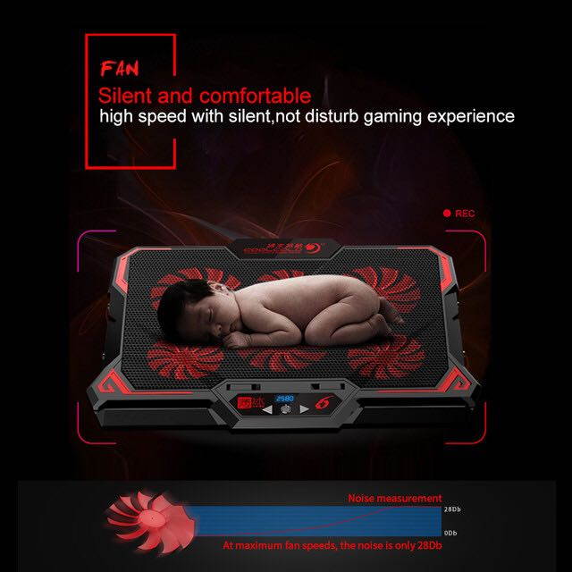 Laptop Cooling Pad, 2600RPM Laptop Cooler with 6 Quiet Red LED Fans for 12"-17" Inch Laptop, Dual USB 2.0 Ports, Portable Angle Adjustable Laptop Stand for Gaming Laptop Notebook-RED