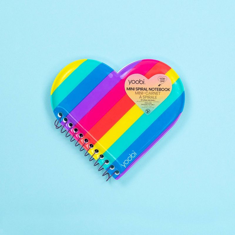 80 sheet College Ruled 1 Subject Mini Spiral Notebook Puffy Heart - Yoobi™