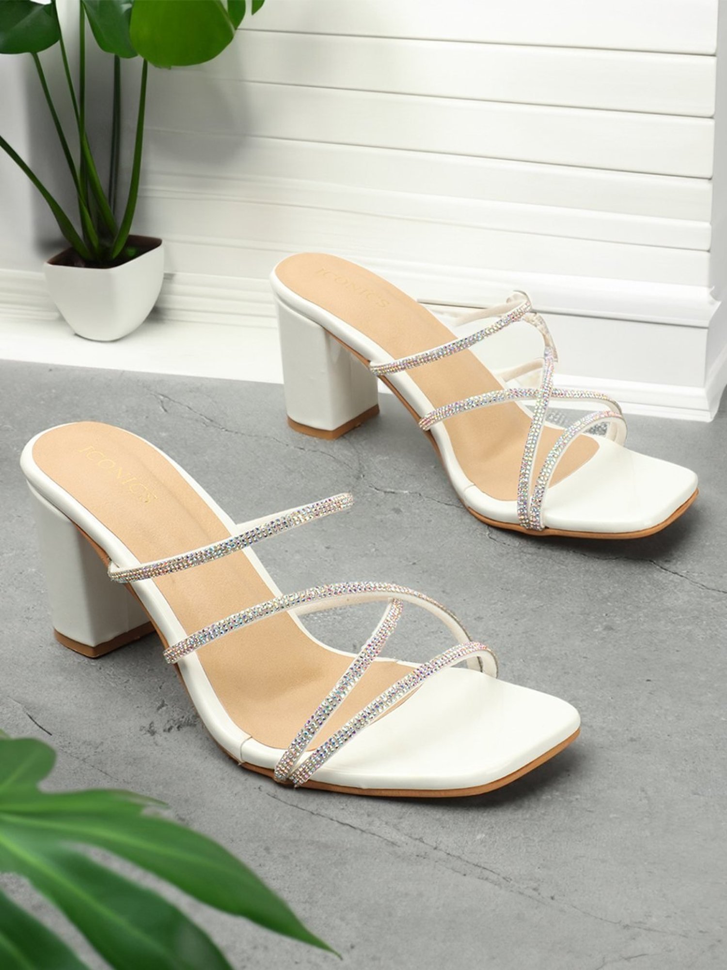 Iconics Women's White Casual Sandals