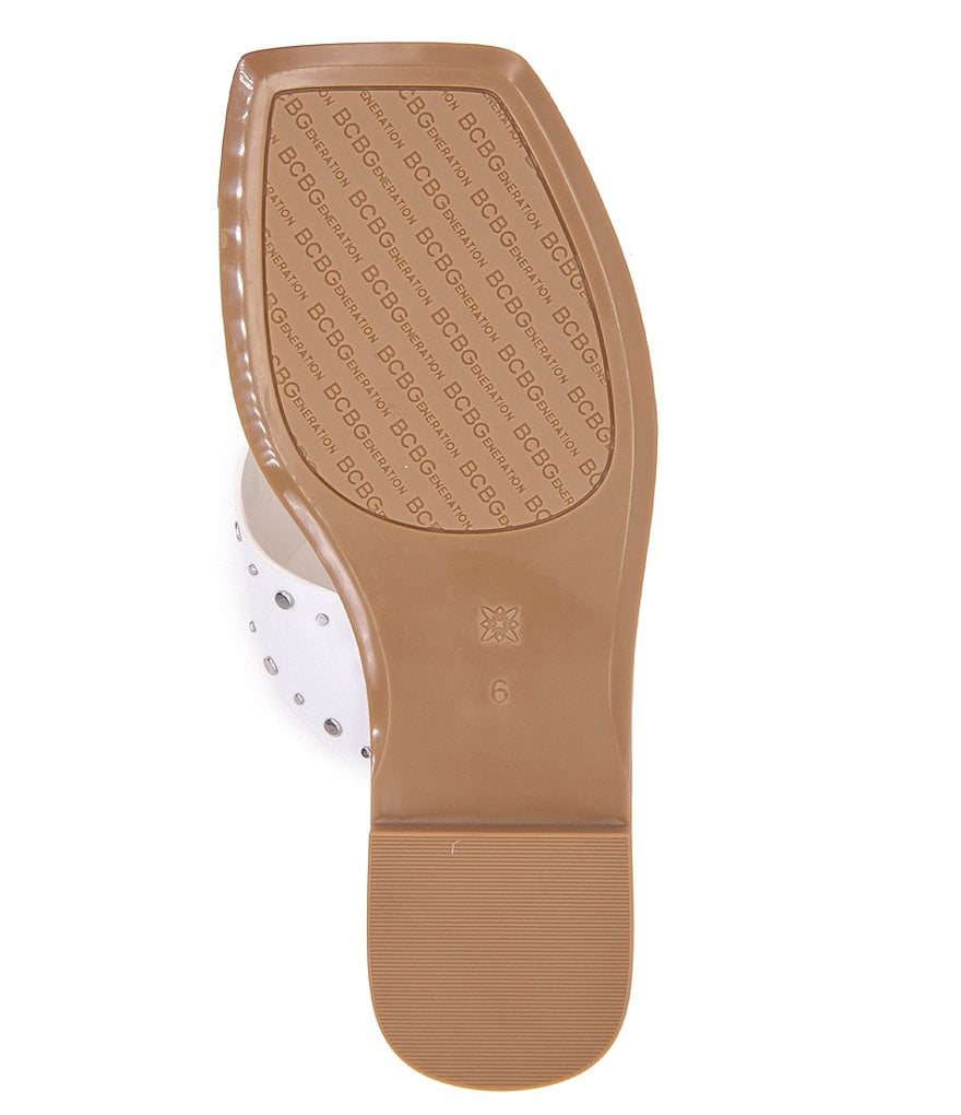 BCBGeneration Ixina Leather Studded Square Toe Thong Sandals
