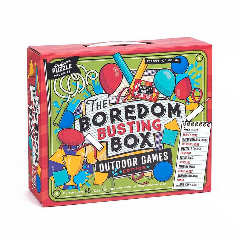 Professor Puzzle Outdoor Boredom Busting Box - 45 Fun Games for Outdoor Picnic Party Activities