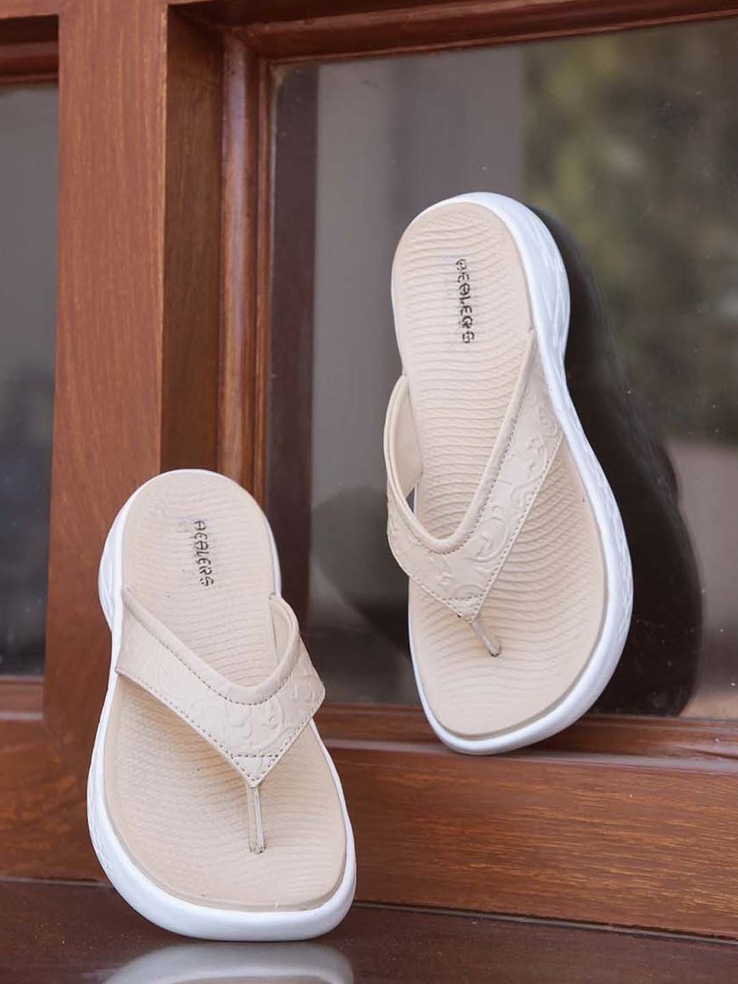 Healers by Liberty Women's Beige Thong Wedges