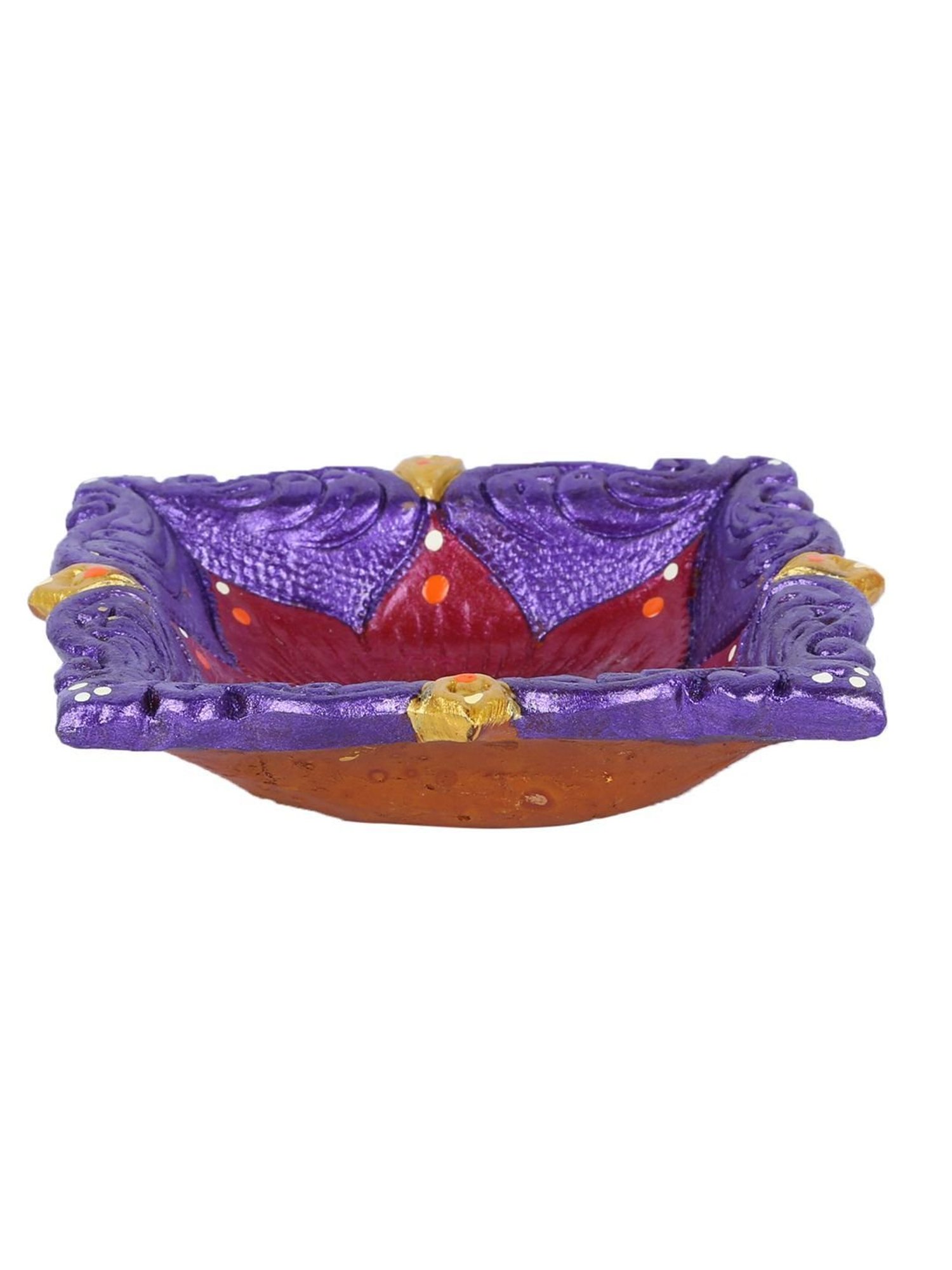 Aapno Rajasthan Multicolor Teracotta Square Shape Diya for Diwali - 1 Piece