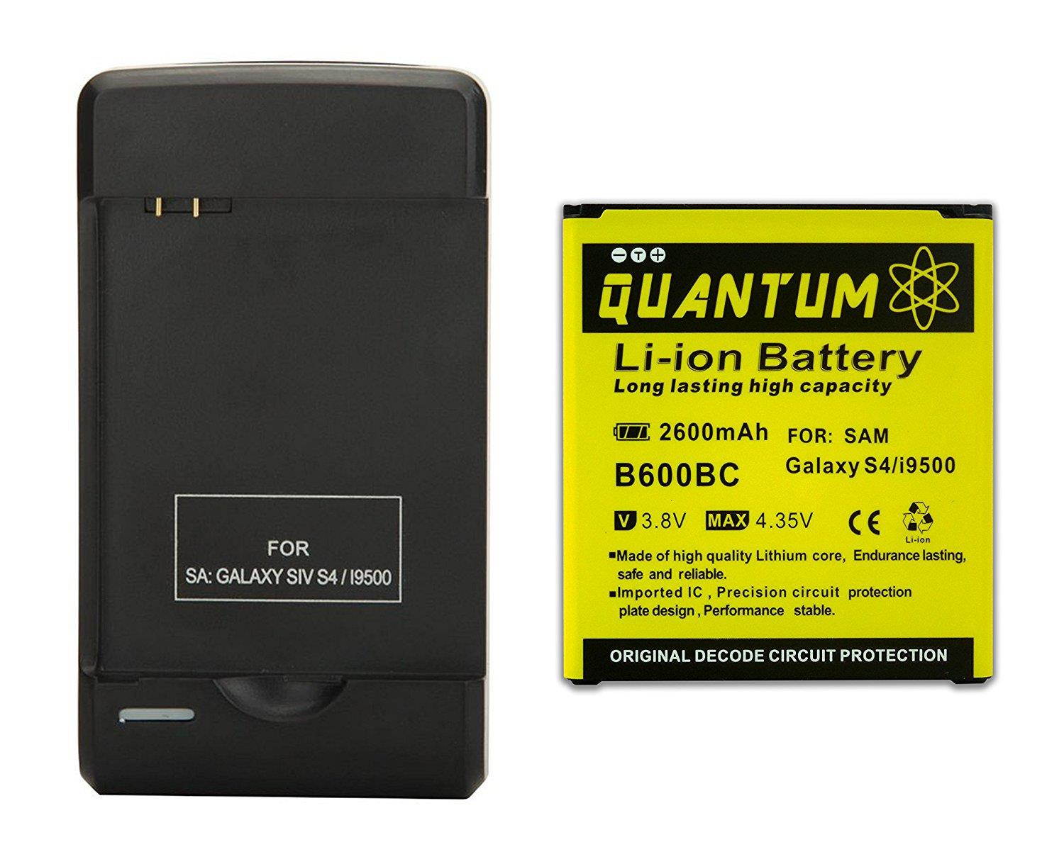 QUANTUM Bateria 2600 mAh + Cargador de Pared USB para el Galaxy S4 i9500, 12 meses de garantia.