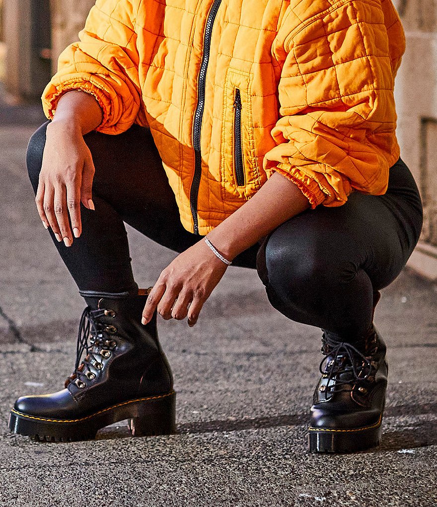 Dr. Martens Leona Smooth Leather Lug Sole Combat Boots