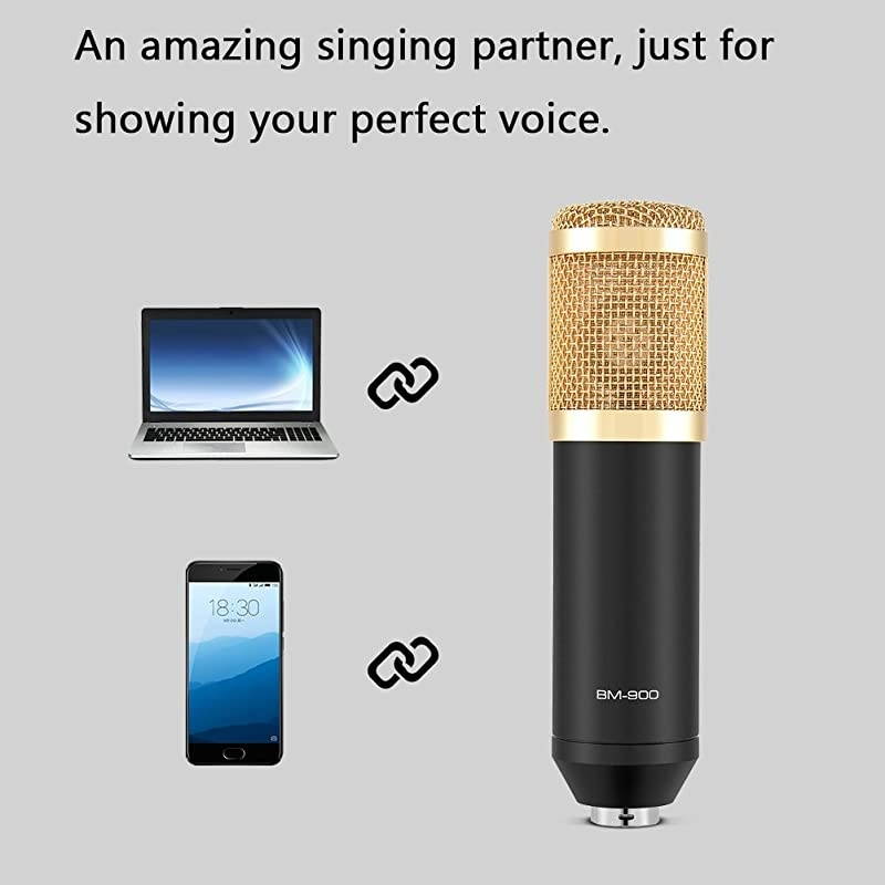 Cardioid Condenser Microphone BM-900 Kit, Podcast Recording Microphone with Stand Professional Condenser Studio Broadcasting Microphone