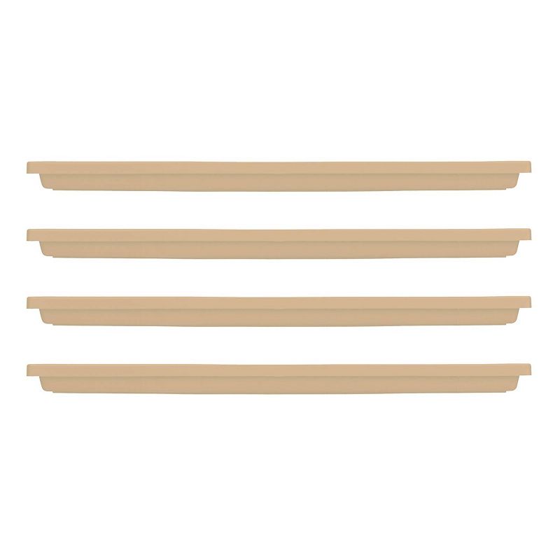 HC Companies Venetian 24 Inch Rectangular Flower Box Saucer, Sandstone (4 Pack)