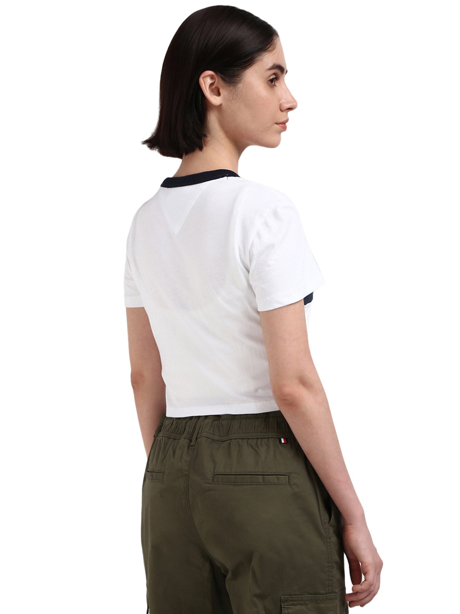 Tommy Hilfiger White Cotton Printed Women T-Shirt