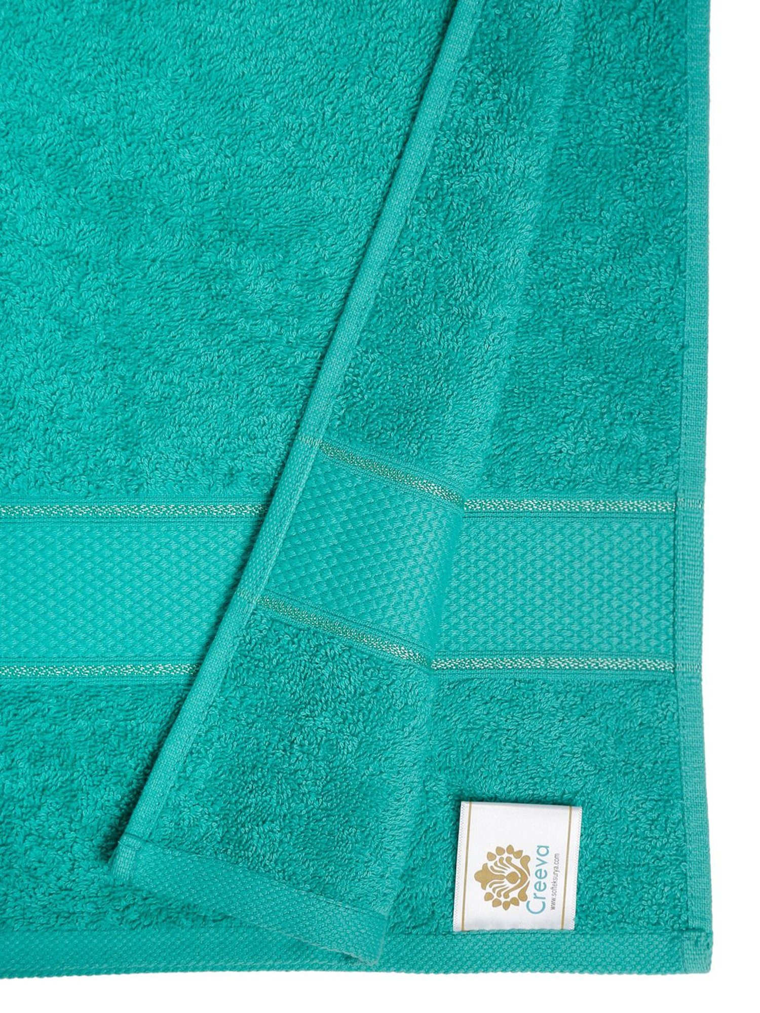 Creeva Sea Green 525 GSM Cotton Bath Towel Set of 2