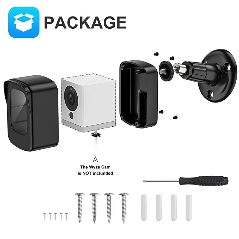 V1 V2 Protective Case with Wall Mount Bracket, 360&deg; Protection Waterproof ABS Acrylic Material Anti-Scratch Cover Adjustable for Indoor and Outdoor Use (Black)