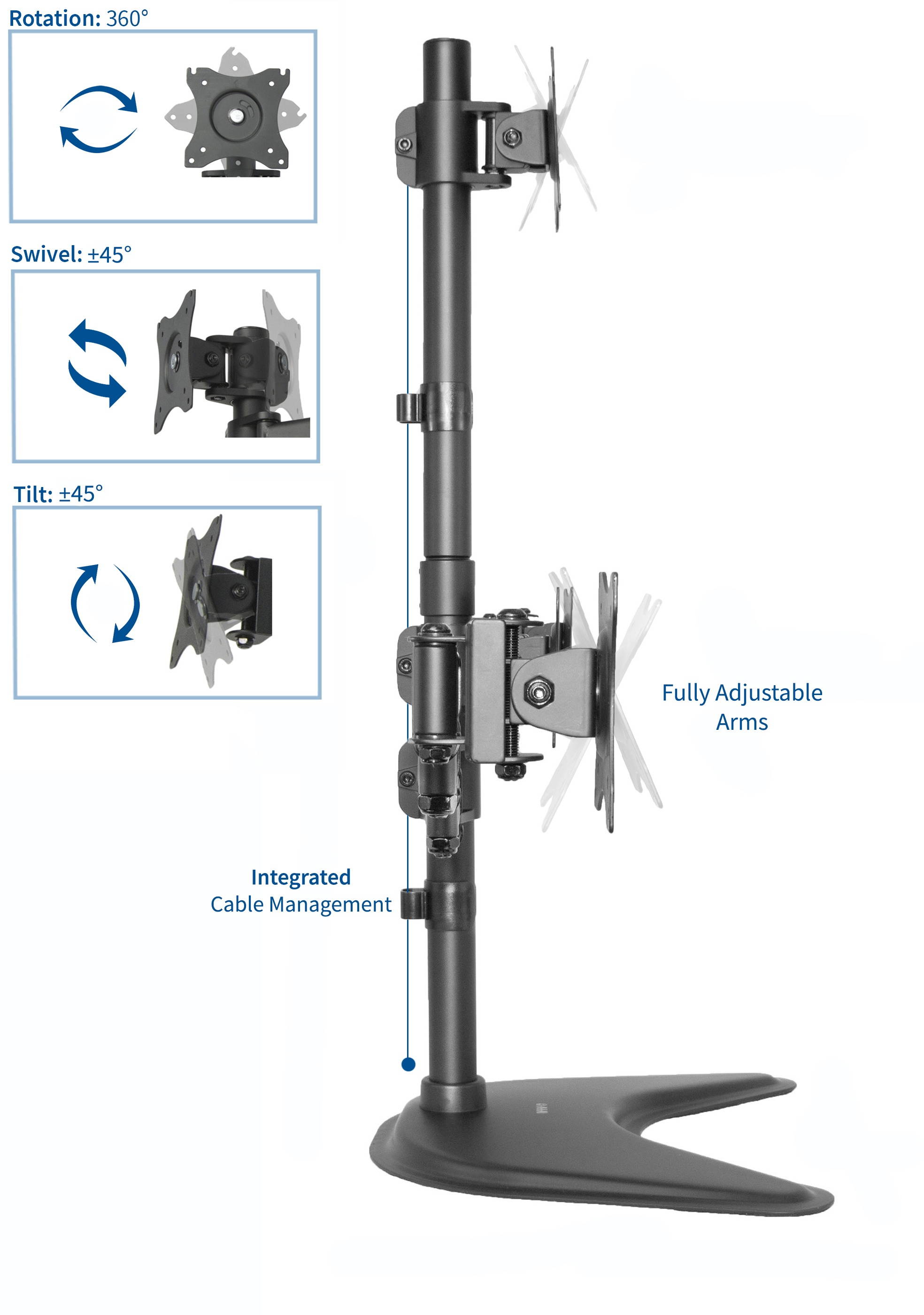 VIVO Quad LCD Monitor Desk Stand Mount Free-Standing 3 + 1 = 4 Screens up to 24" (STAND-V004Z)