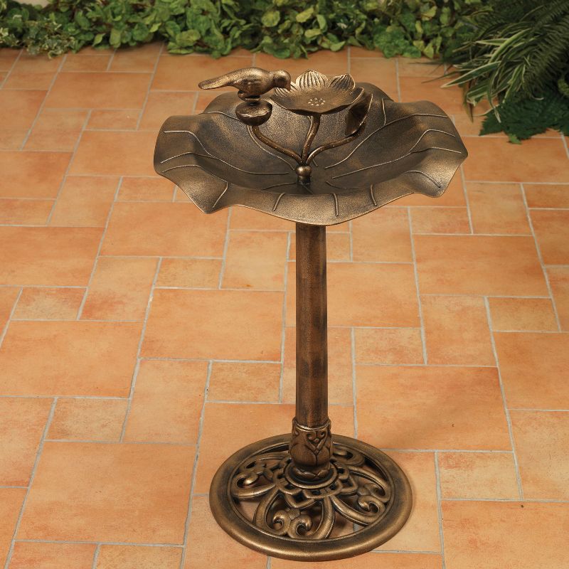 13.5" Classic II Antique Copper Birdbath w/ Rail Mount Bracket - Achla Designs