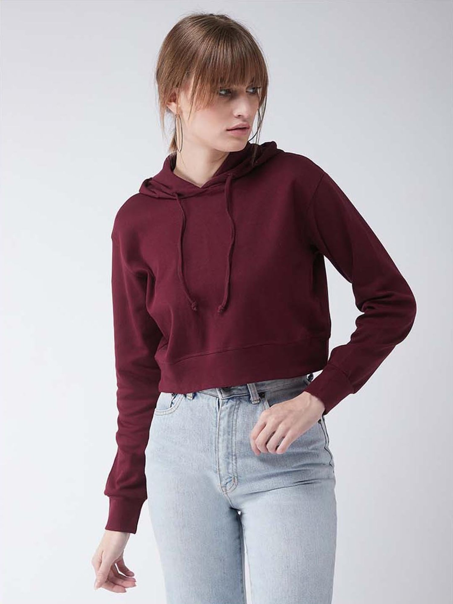 Miss Chase Maroon Cotton Hoodie