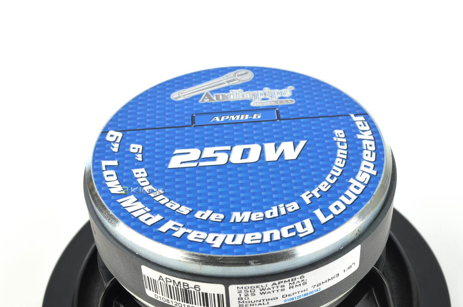 Audiopipe APMB-6 6" 250W 8-Ohm Low/Mid Frequency Loudspeaker Stereo Speaker