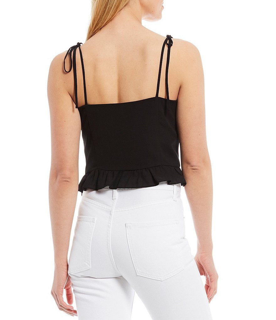 Gianni Bini Woven Stella Lace Trim Square Neck Sleeveless Blouse