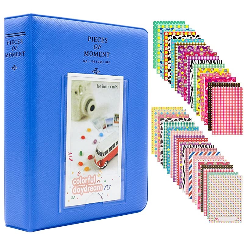 64 Pockets Mini Photo Album for Fujifilm Instax Mini 7s 8 8+ 9 25 26 50s 70 90 Instant Camera & Name Card (64 Pockets, Cobalt Blue)