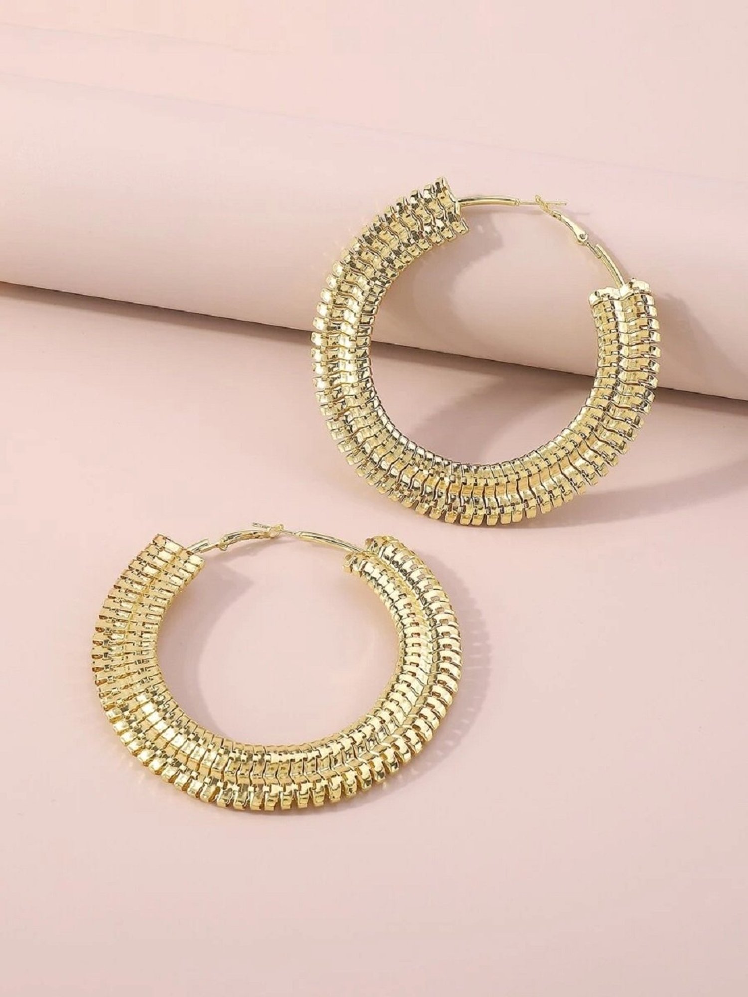 OOMPH Golden Tone Big Statement Party Fashion Full Hoop Earrings for Women