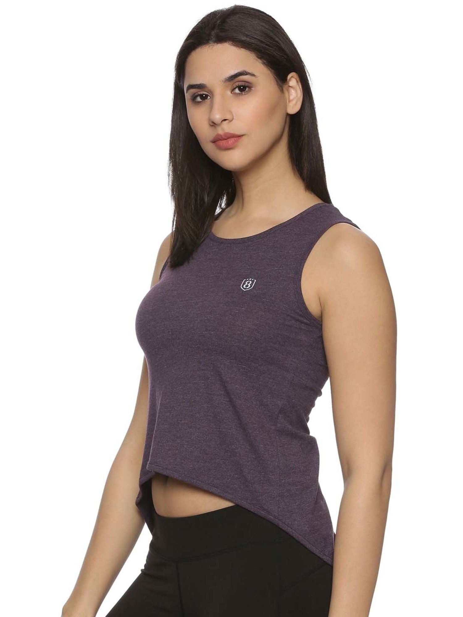 Domin8 Women Upf Sun Protection Yoga Fish Tail Tank Top With Criss Cross Back(Purple)