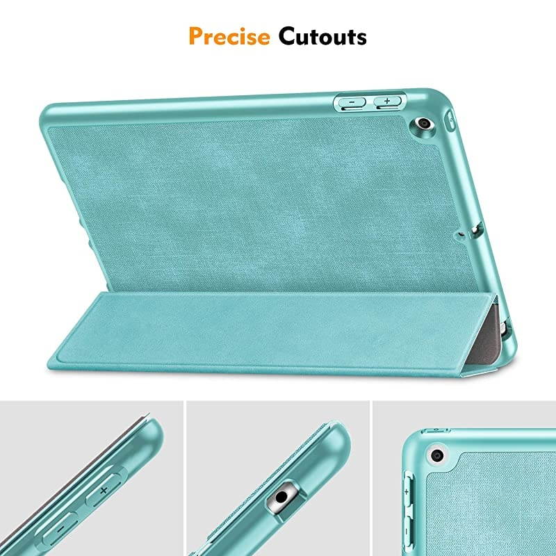 SlimShell Case for New iPad 8th Gen (2020) / 7th Generation (2019) 10.2 Inch - [Built-in Pencil Holder] Soft TPU Protective Stand Back Cover with Auto Wake/Sleep, Turquoise