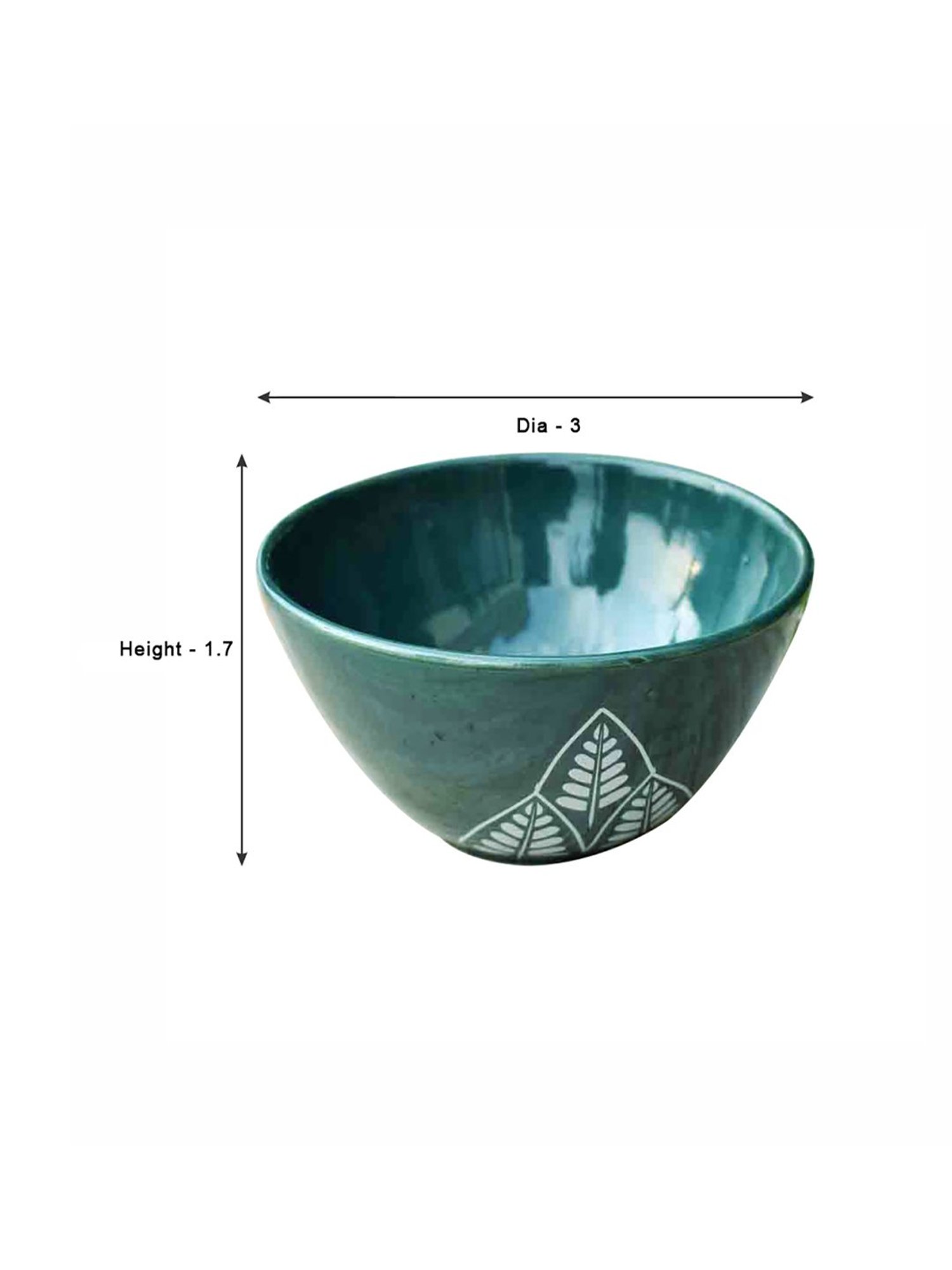Fanusta Bahaar Green Ceramic Condiment Bowl (50 ml) - Set of 1
