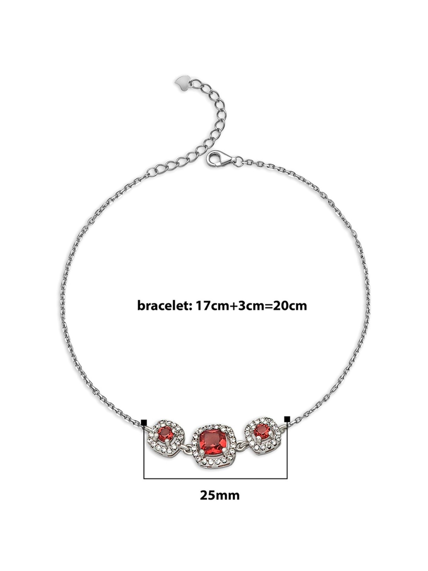 Silberry 92.5 Sterling Silver Red Royalty Bracelet