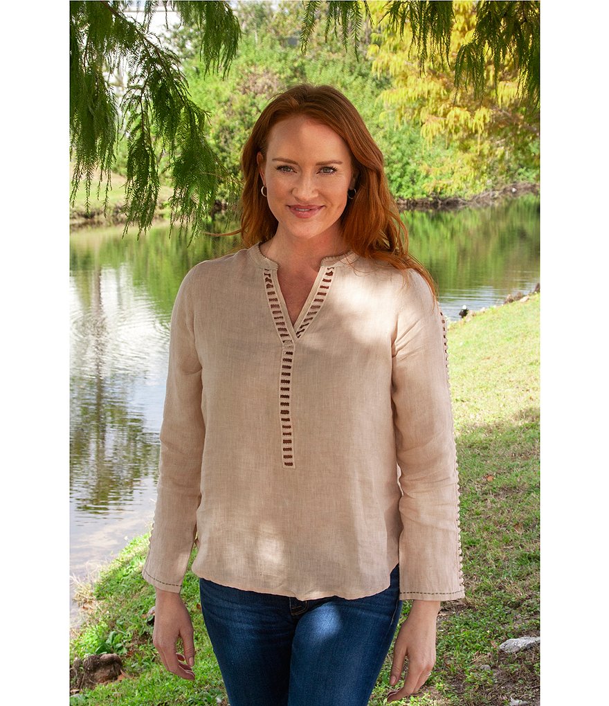 Karyn Seo Hazel Lattice Lace Linen Top