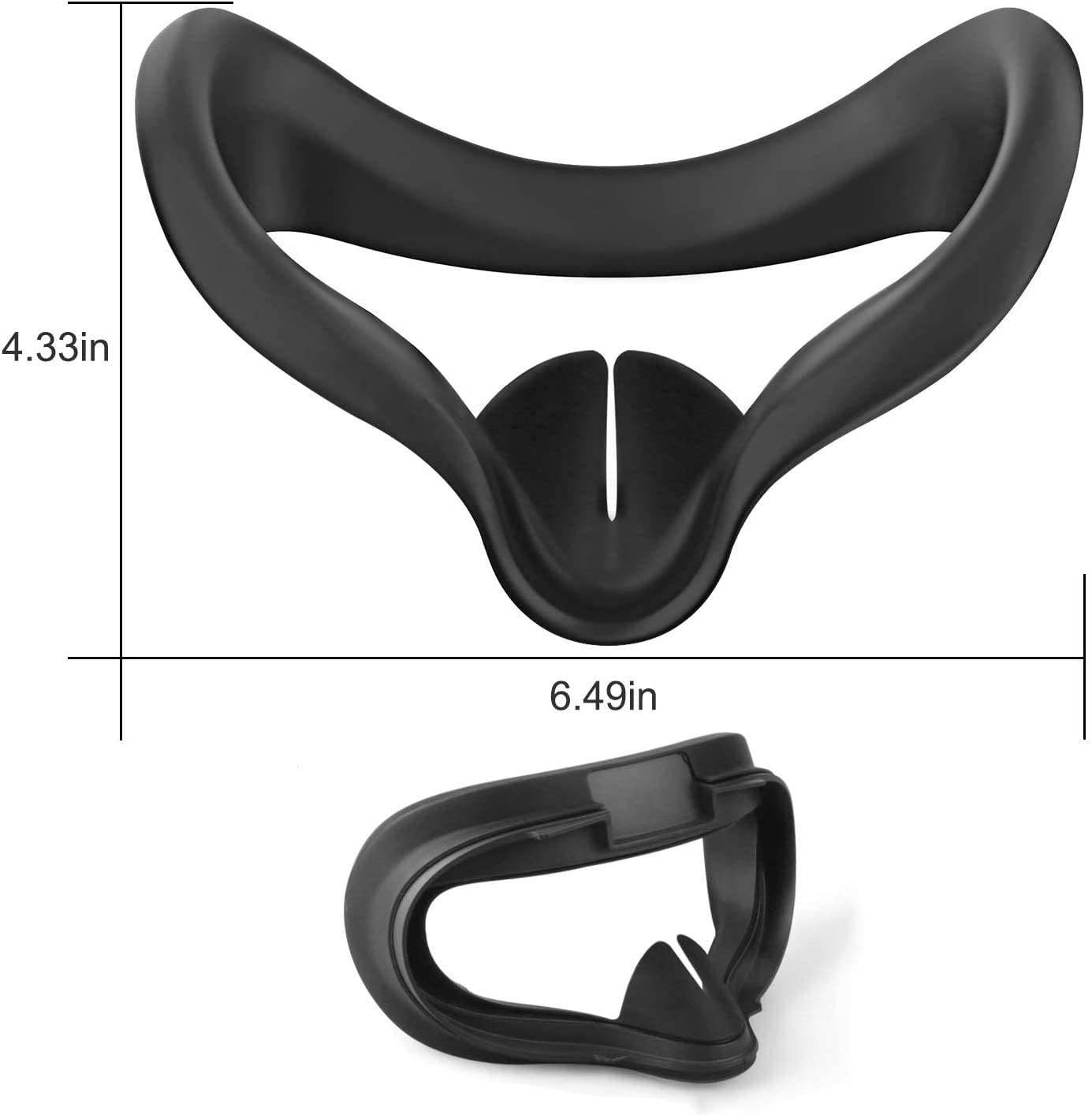 VR Face Silicone Cover Mask & Face Pad, Compatible for Oculus Quest 2 Face Cushion Cover - Sweatproof Anti-Fog Enjoy Oculus VR More Comfortable (Black)