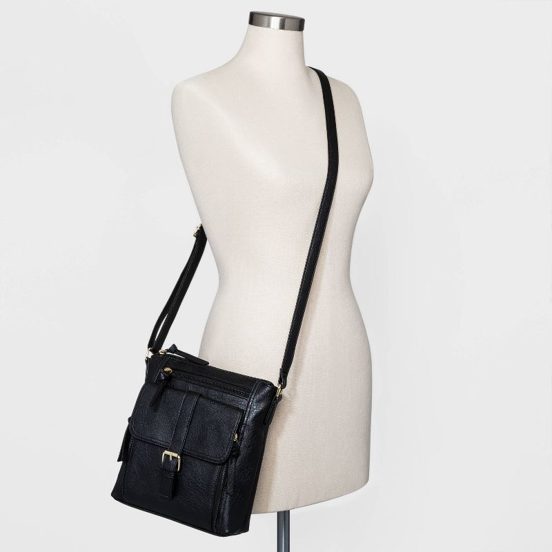 Bueno Zip Closure Crossbody Bag - Black