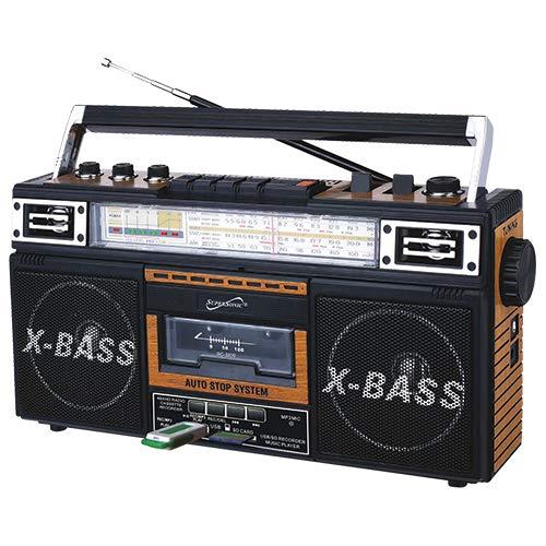 SUPERSONIC INC SC-3201BT WD 4 BAND RADIO & CASSETTE PLAYER + CASSETTE TO MP3 CONVERTER & BLUETOOTH