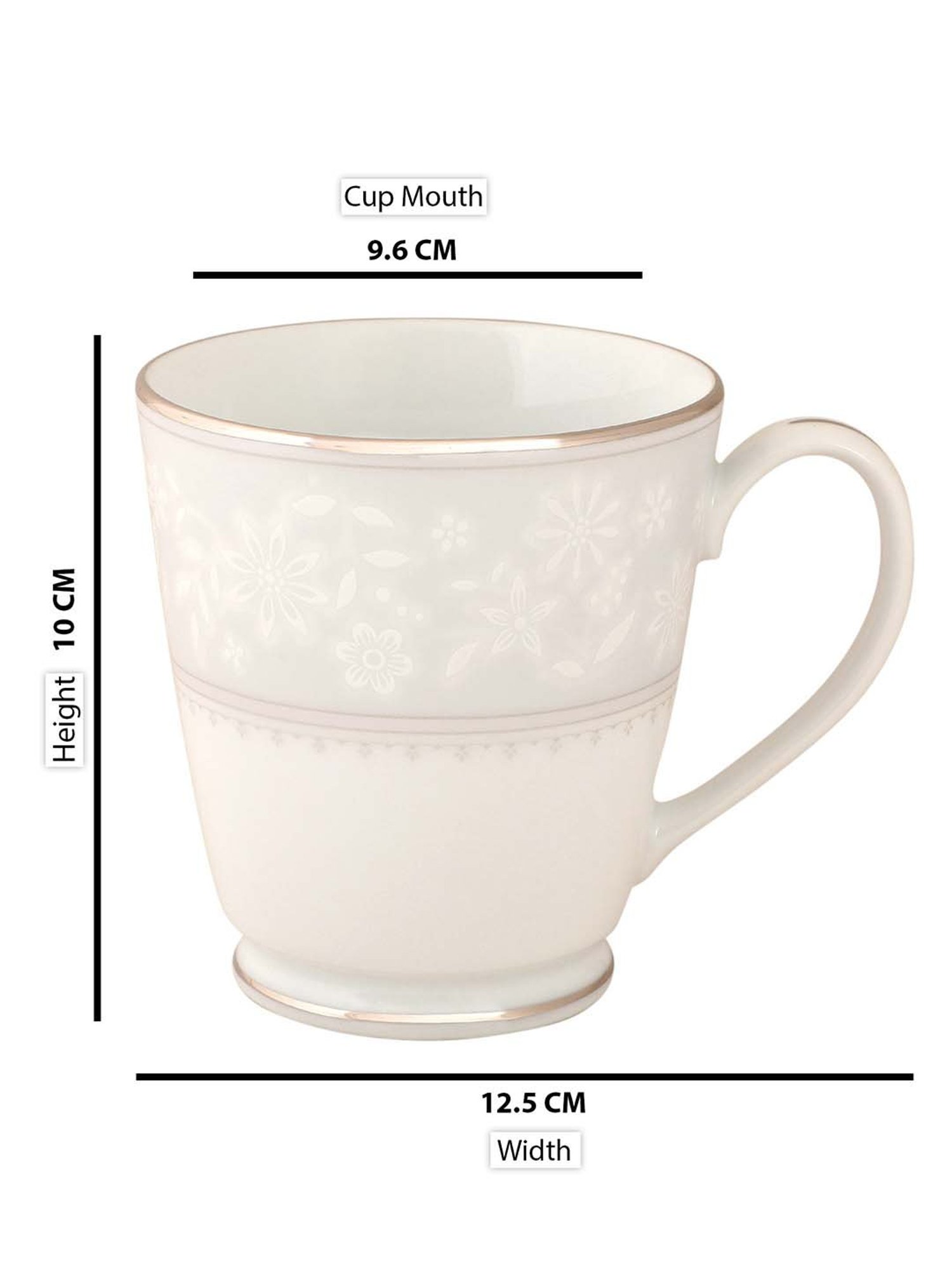 NORITAKE Hearth Off-White & Light Grey Porcelain WINTER SONATA Milk Mug (0.37 L) - Set of 1