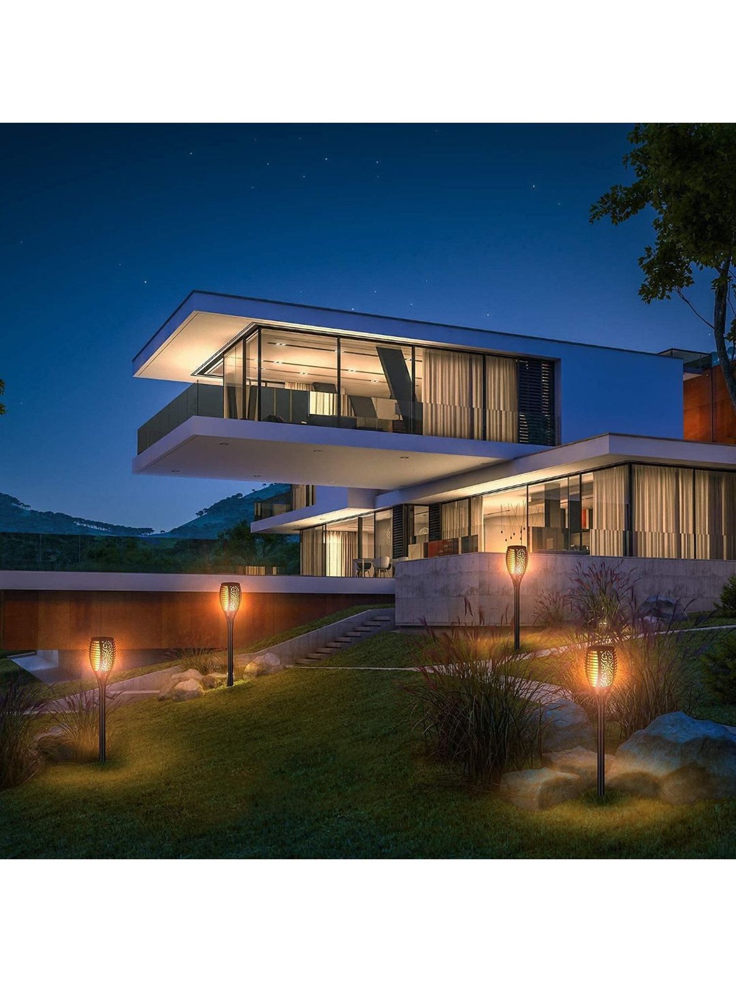 XERGY Solar Lights Dancing Fire Decoration Lighting(Pack of 4) (Black)