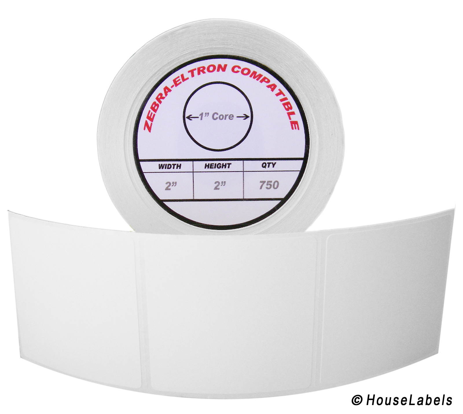 Zebra/Eltron-Compatible 2 x 2 Labels (2" x 2") -- BPA Free! (1 Roll; 750 Labels)